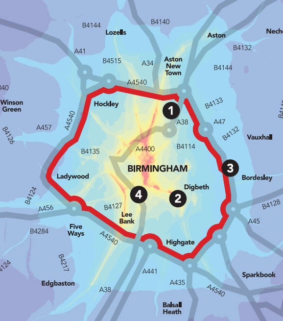 birmingham travel zones map